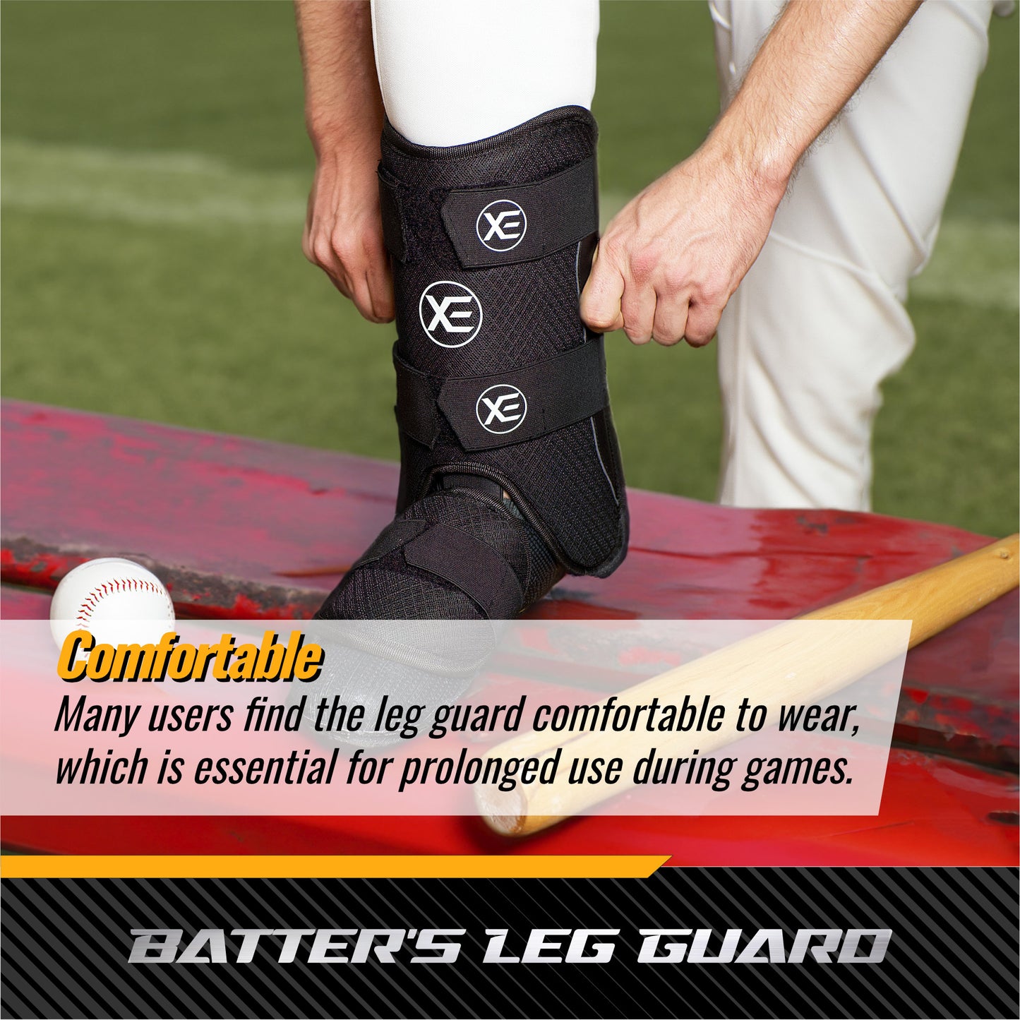 Baseball Leg Guard - Batter's Leg Guard with Adjustable Straps for Youth and Adult