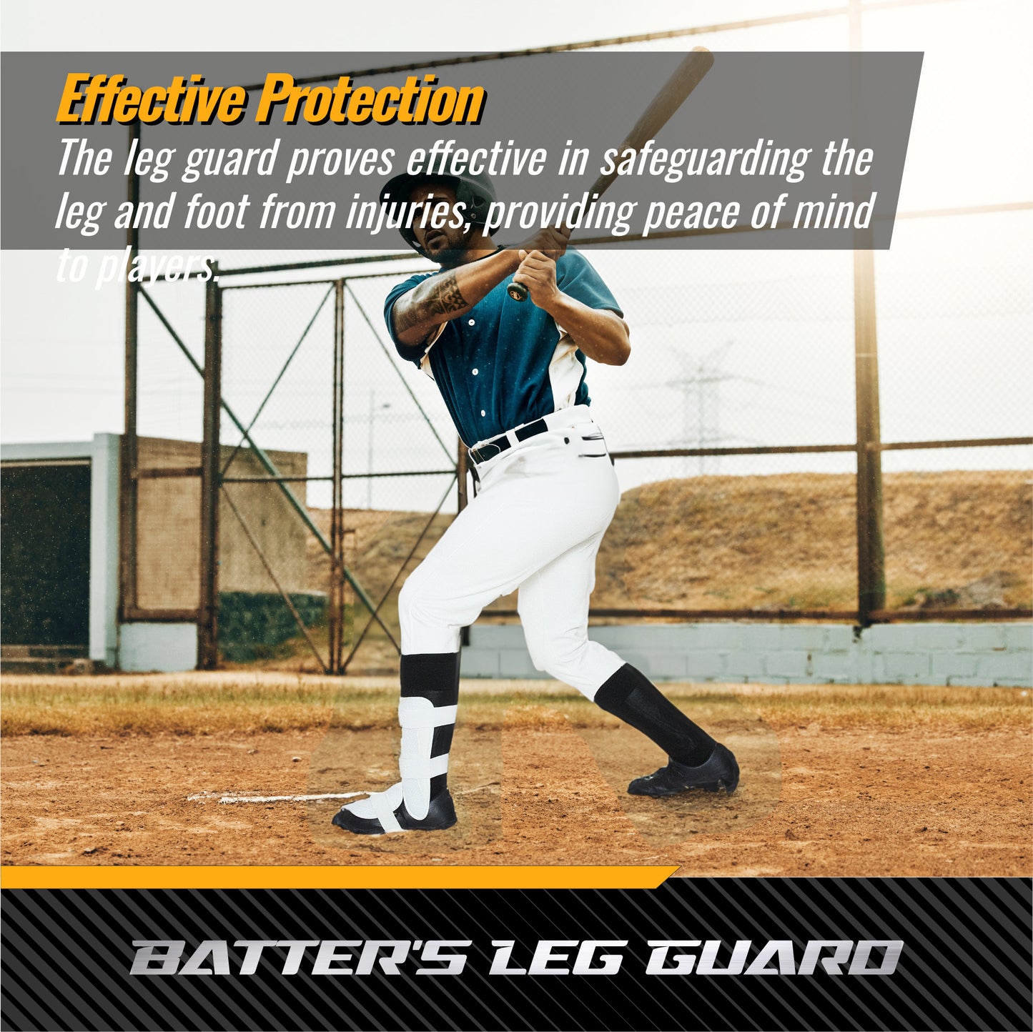 Baseball Leg Guard - Batter's Leg Guard with Adjustable Straps for Youth and Adult