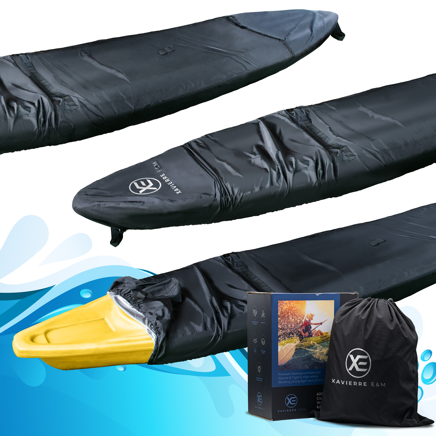 Heavy Duty Kayak Cover with 600D Oxford Fabric (Fits 7.8-18ft) for UV Protection, Waterproof and Dustproof - Compatible with Canoe