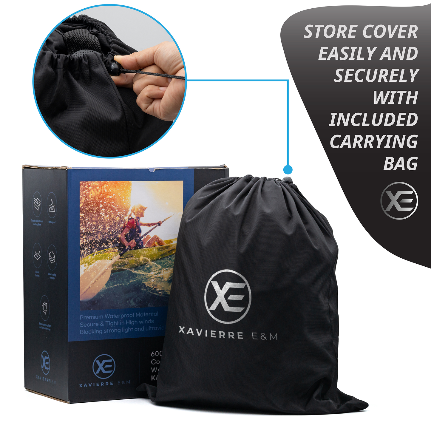 Heavy Duty Kayak Cover with 600D Oxford Fabric (Fits 7.8-18ft) for UV Protection, Waterproof and Dustproof - Compatible with Canoe