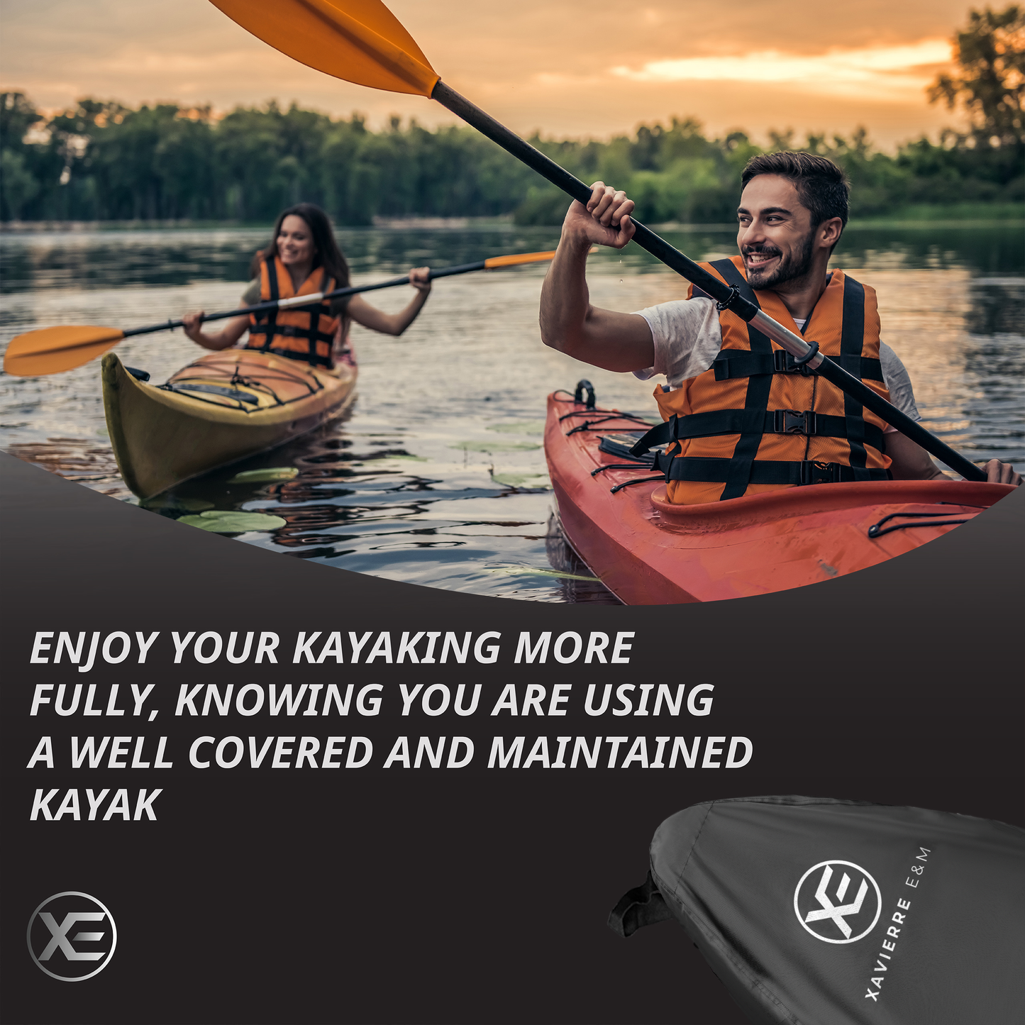 Heavy Duty Kayak Cover with 600D Oxford Fabric (Fits 7.8-18ft) for UV Protection, Waterproof and Dustproof - Compatible with Canoe
